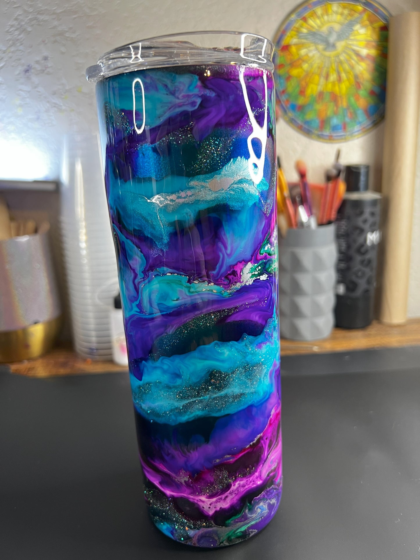 Chameleon Base with Alcohol Ink Swirl #0018