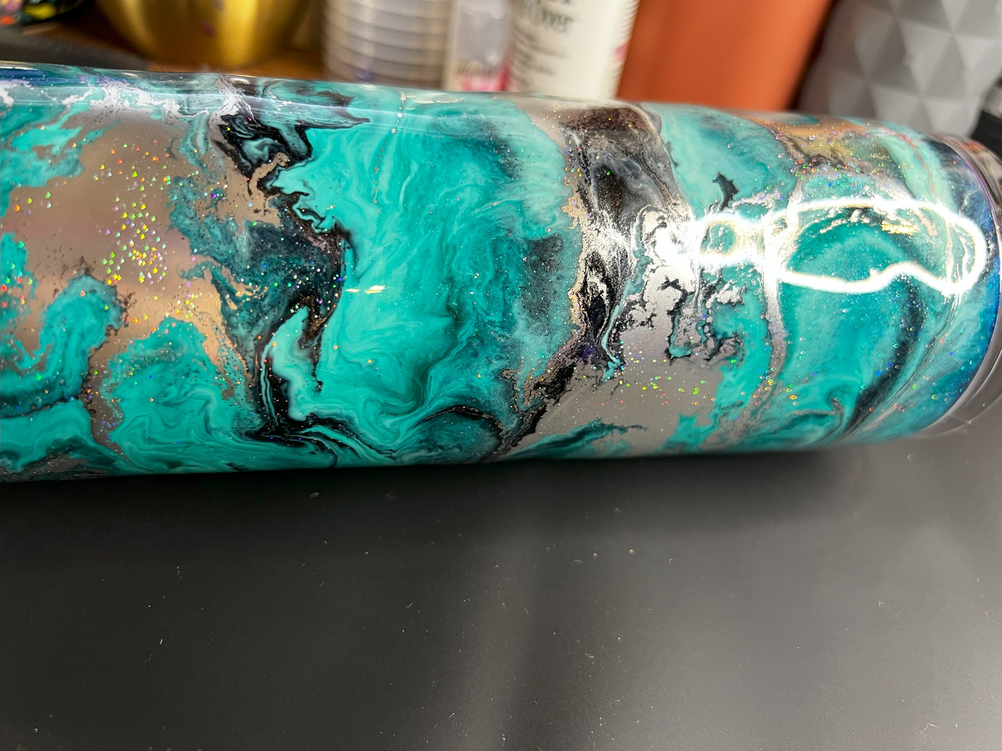 Chameleon Base with Teal and Black Swirl #0020