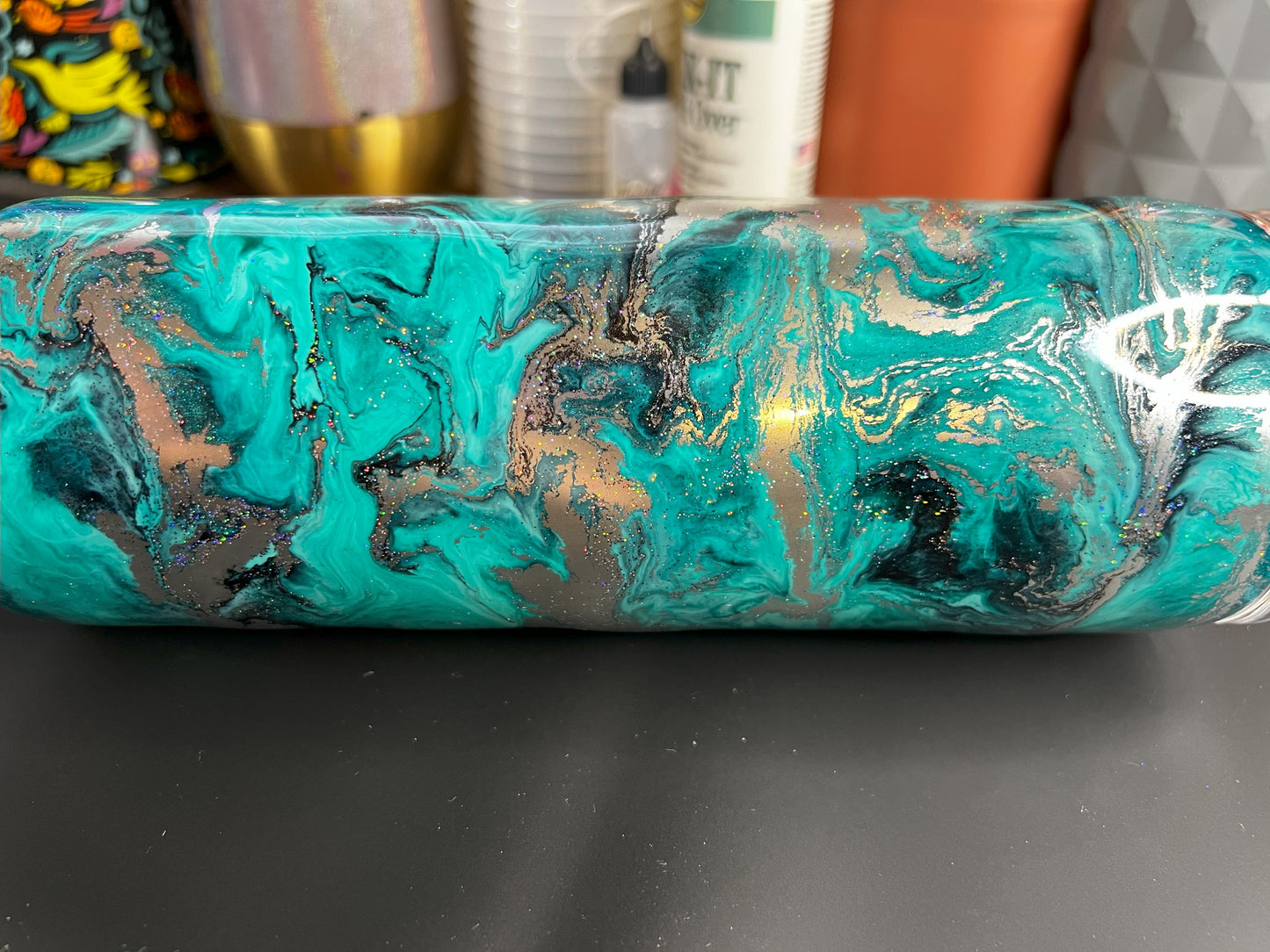 Chameleon Base with Teal and Black Swirl #0020