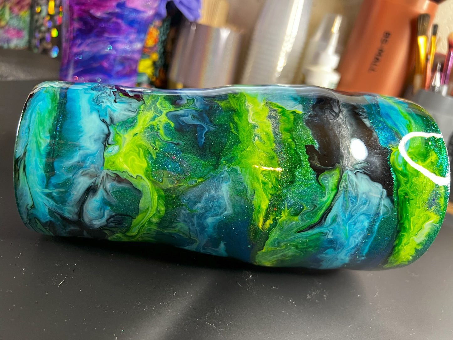 Chameleon Base with Blue and Green Swirl #0021