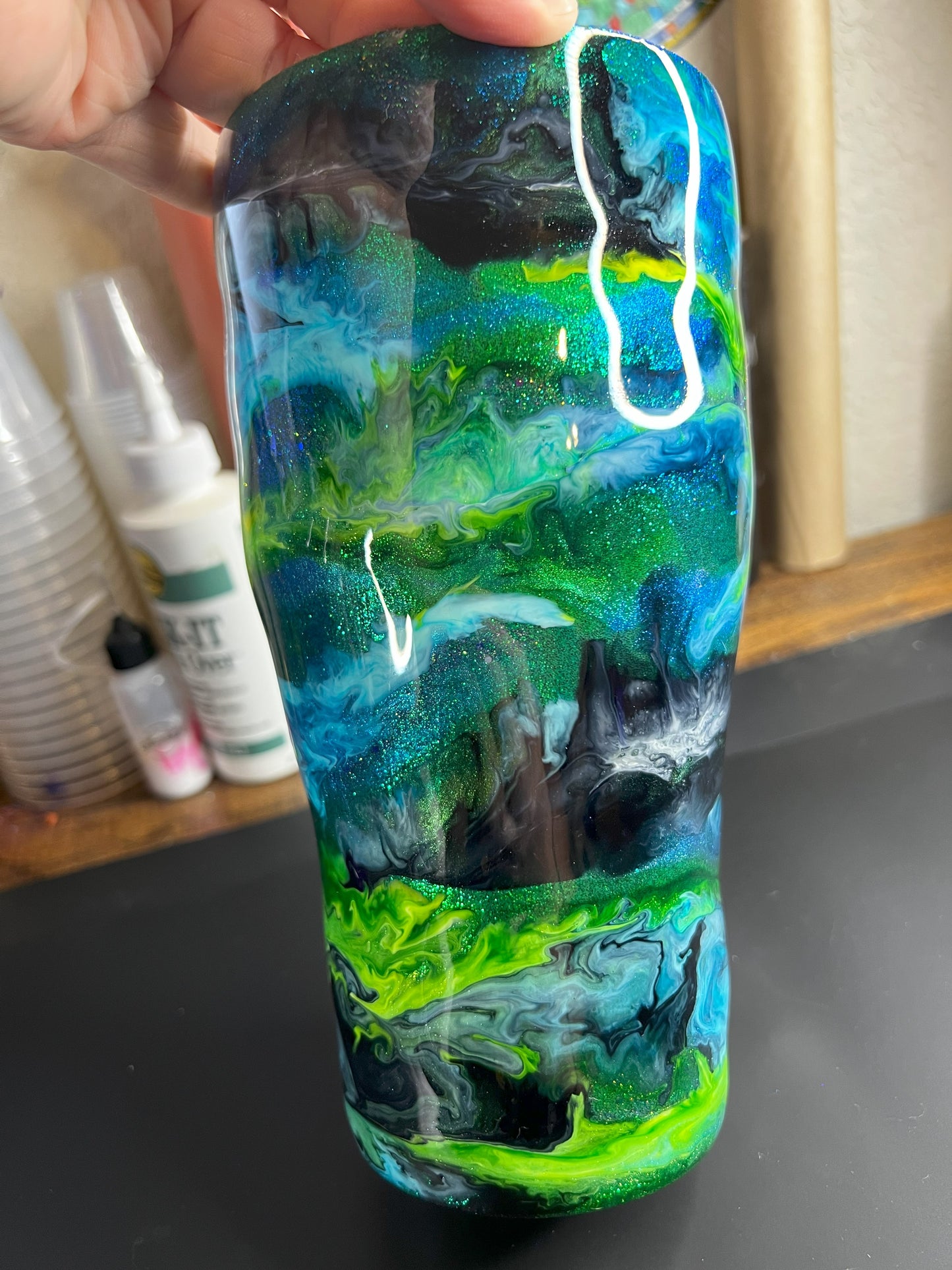 Chameleon Base with Blue and Green Swirl #0021