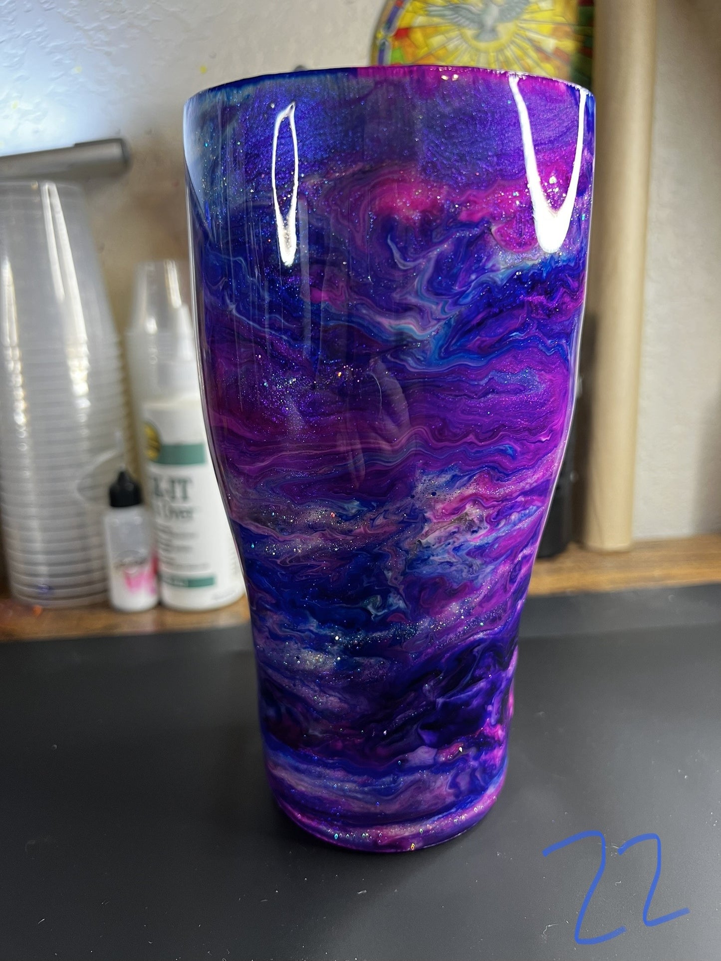 Chameleon Base with Blue and Pink Swirl #0021